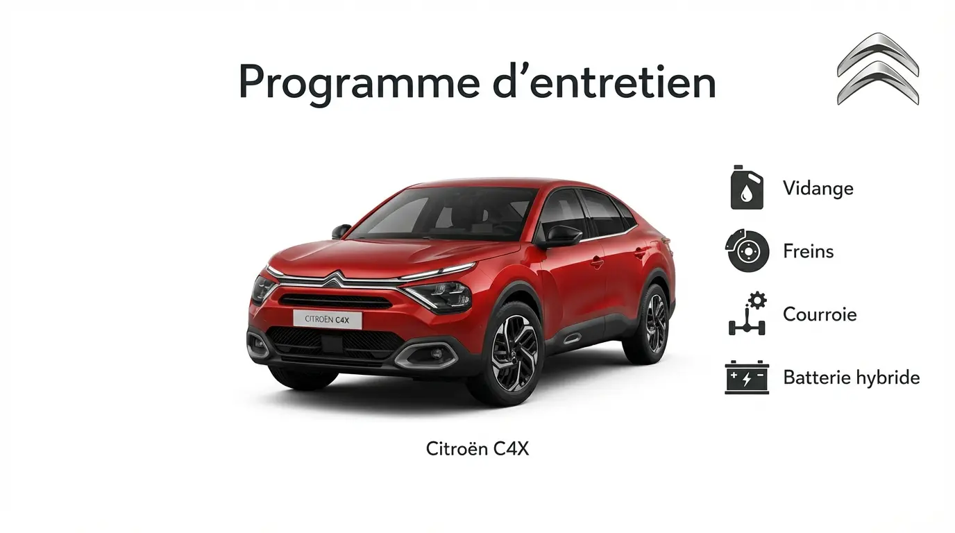 Plan d'entretien Citroen C4 X Essence, Diesel, Hybride, Electrique - Guide complet
