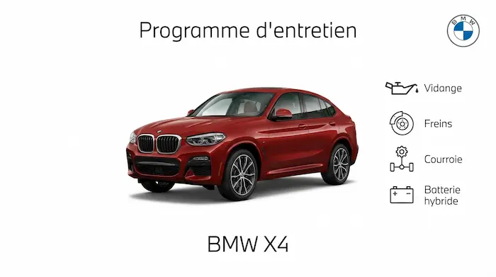 Plan d'entretien BMW X4 Essence, Diesel, Hybride et Electrique : le guide complet