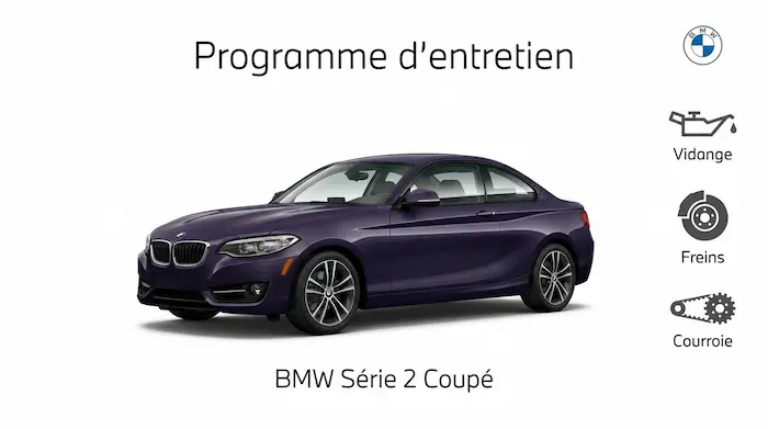 Plan d'entretien BMW Serie 2 Coupé Essence, Diesel et Hybride : le guide complet