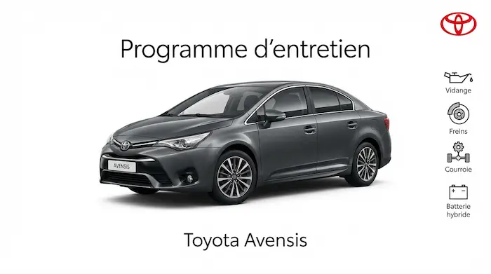 Plan d'entretien Toyota Avensis Diesel, Essence - Guide complet