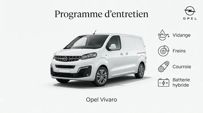 Plan d'entretien Opel Vivaro Diesel, Electrique - Guide complet