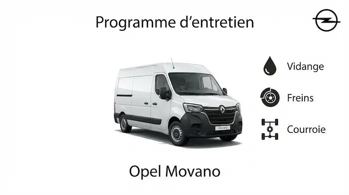 Plan d'entretien Opel Movano Diesel, Electrique - Guide complet