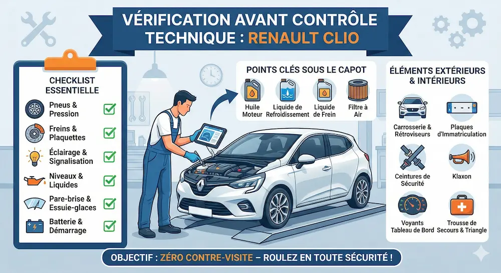 Guide Détaillé de Pré Contrôle Technique Renault Clio : Vérification Point par Point Avant le CT