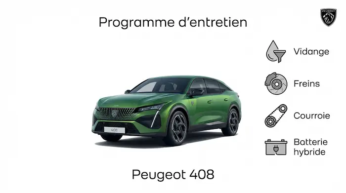 Programme d'entretien Peugeot 408 Essence, Diesel, Hybride et Electrique - Guide complet