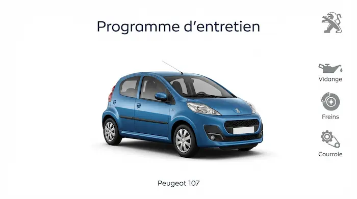 Programme d'entretien Peugeot 107 Essence, Diesel - Guide complet