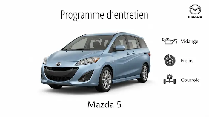 Plan d'entretien Mazda 5 Essence, Diesel : le guide complet