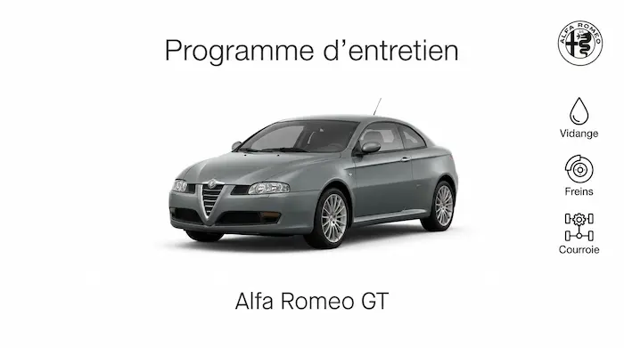 Plan d'entretien Alfa Romeo GT Essence, Diesel : le guide complet