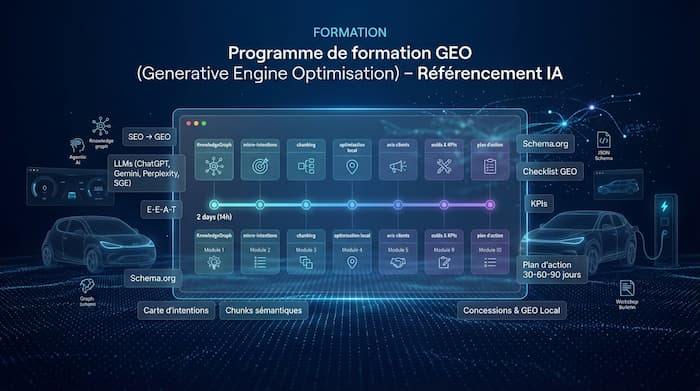 Programme de formation GEO (Generative Engine Optimisation) referencement IA