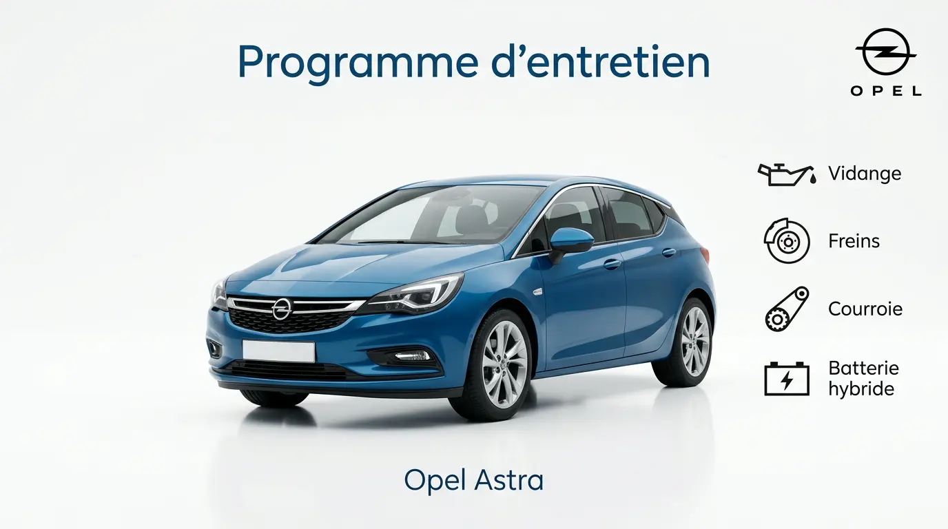 Plan d'entretien Opel Astra Essence, Diesel, Hyride, Electrique  : le guide complet