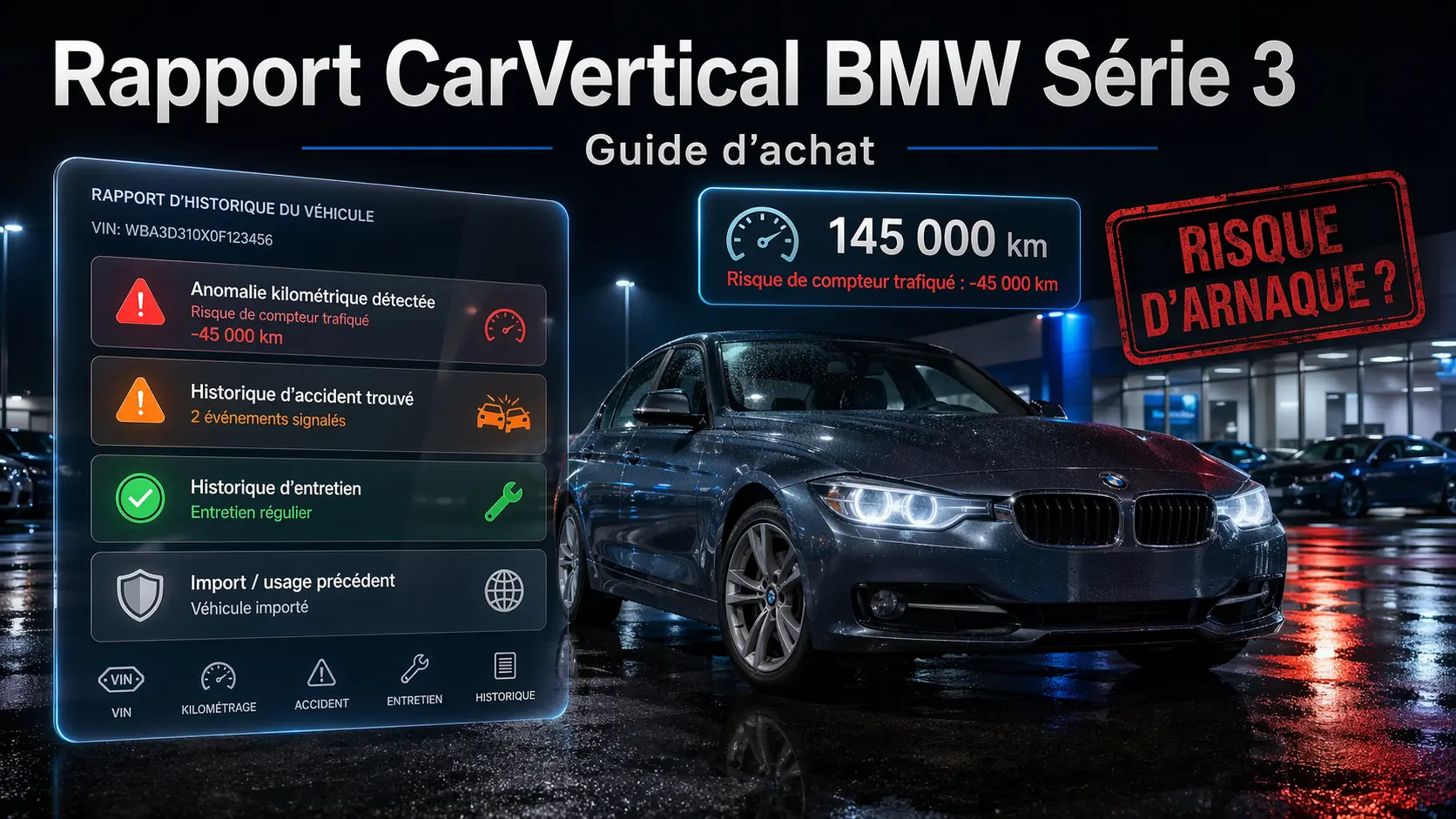 Rapport CarVertical pour BMW Série 3 (F30/G20) - Guide avant achat 2026