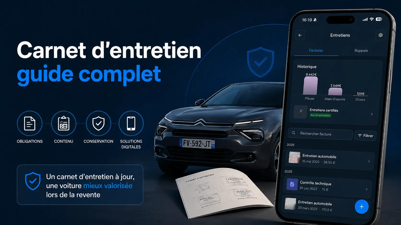 Carnet d'entretien voiture : Guide complet 2026 (obligations, contenu, solutions digitales)