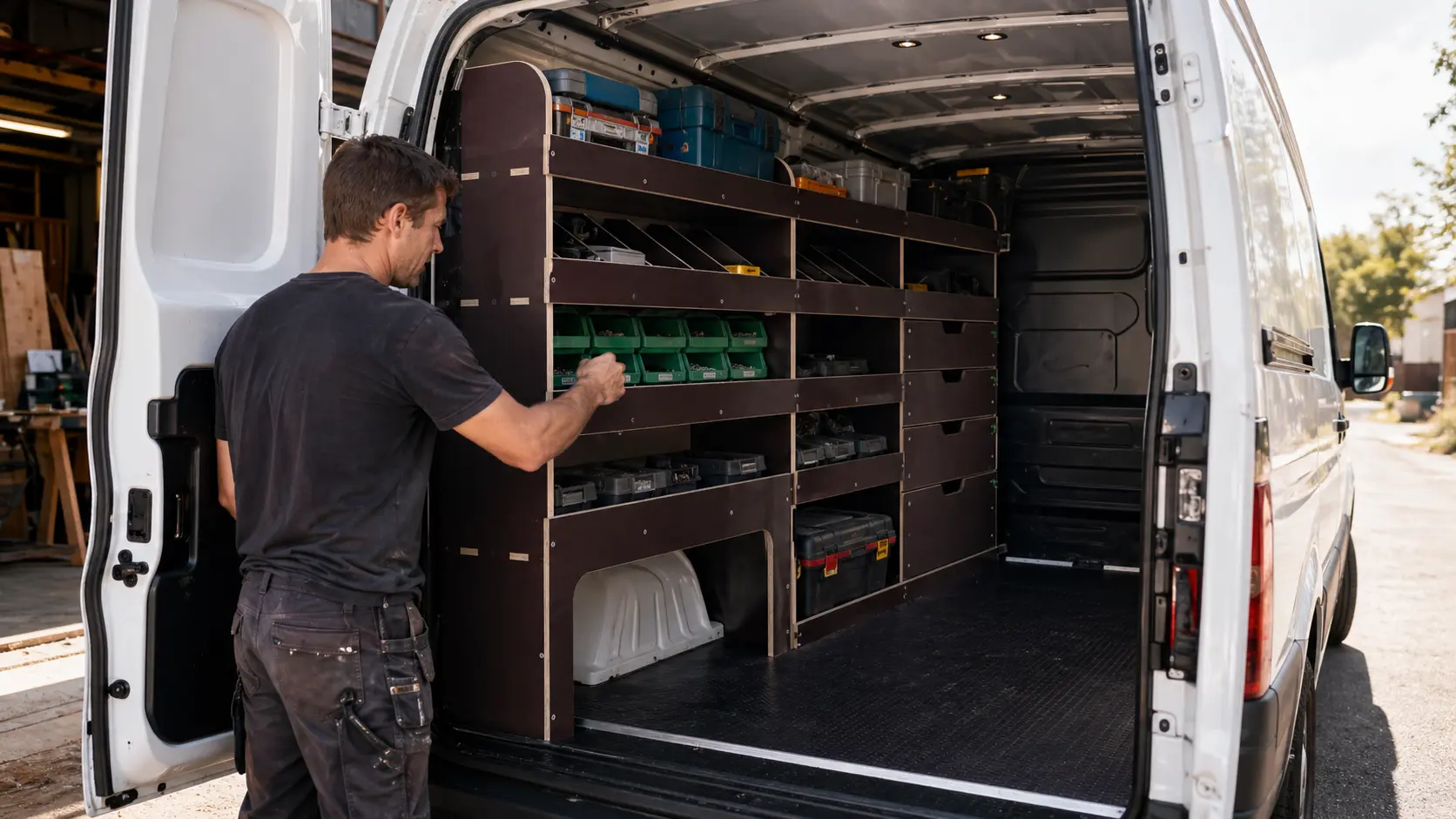 Comment aménager un utilitaire professionnel avec des étagères en bois ?