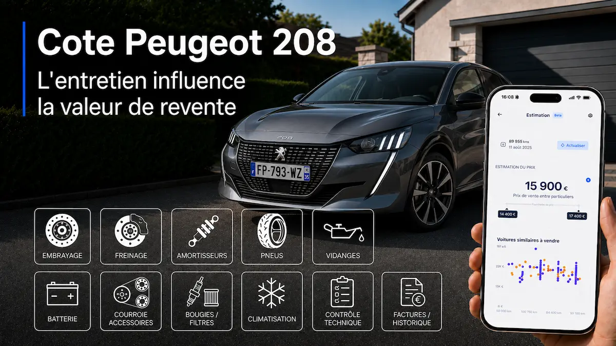 Cote Peugeot 208 : l'entretien influence le prix de revente