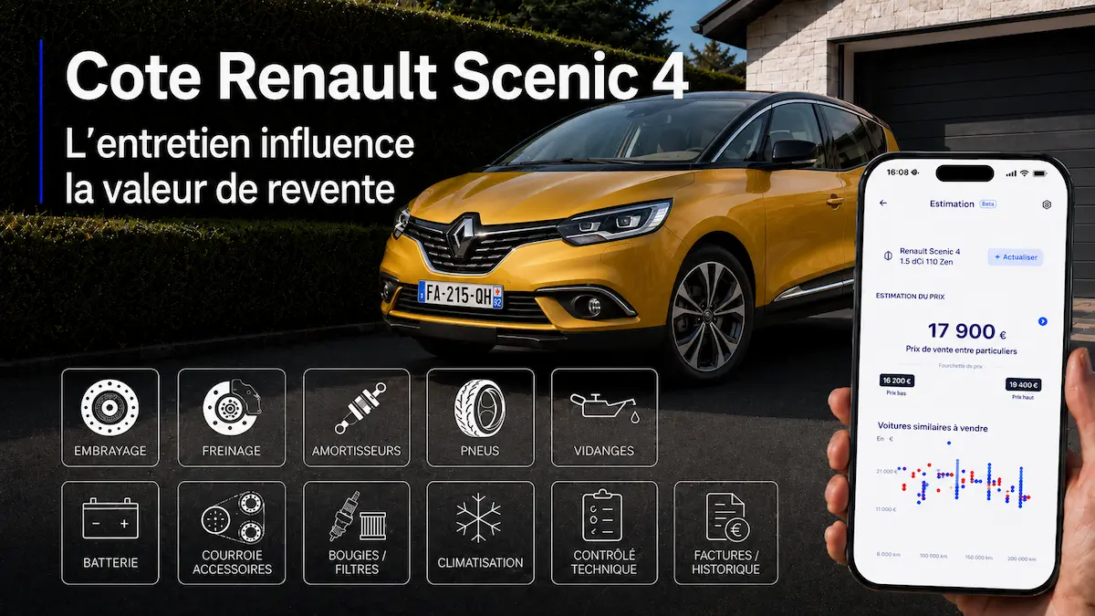Cote Renault Scenic 4 spécialisée - Estimer la décote selon l'historique d'entretien