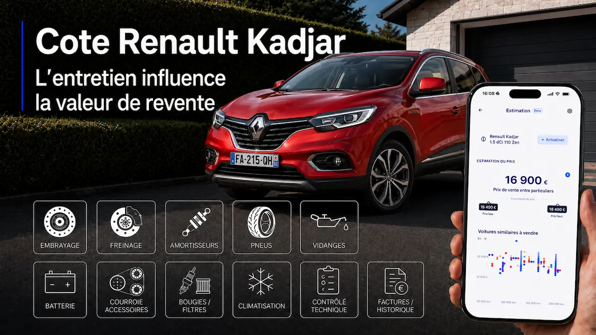 Cote Renault Kadjar spécialisée - Estimer la décote selon l'historique d'entretien