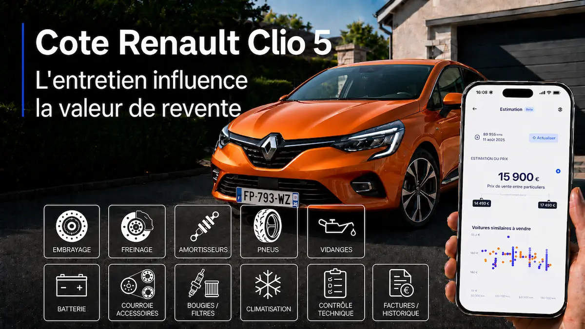 Cote Renault Clio 5 spécialisée - Estimer la décote selon l'historique d'entretien
