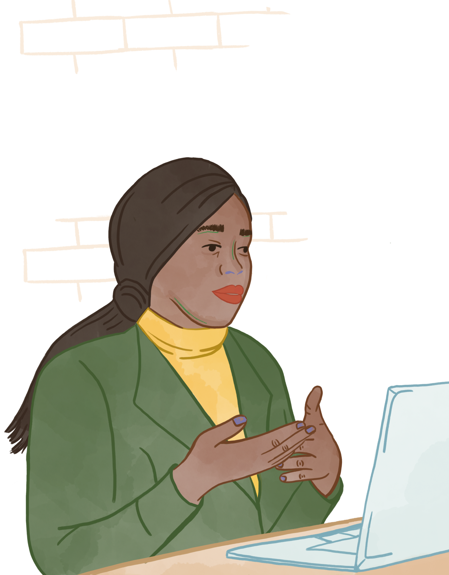 Woman on her laptop doing virtual therapy