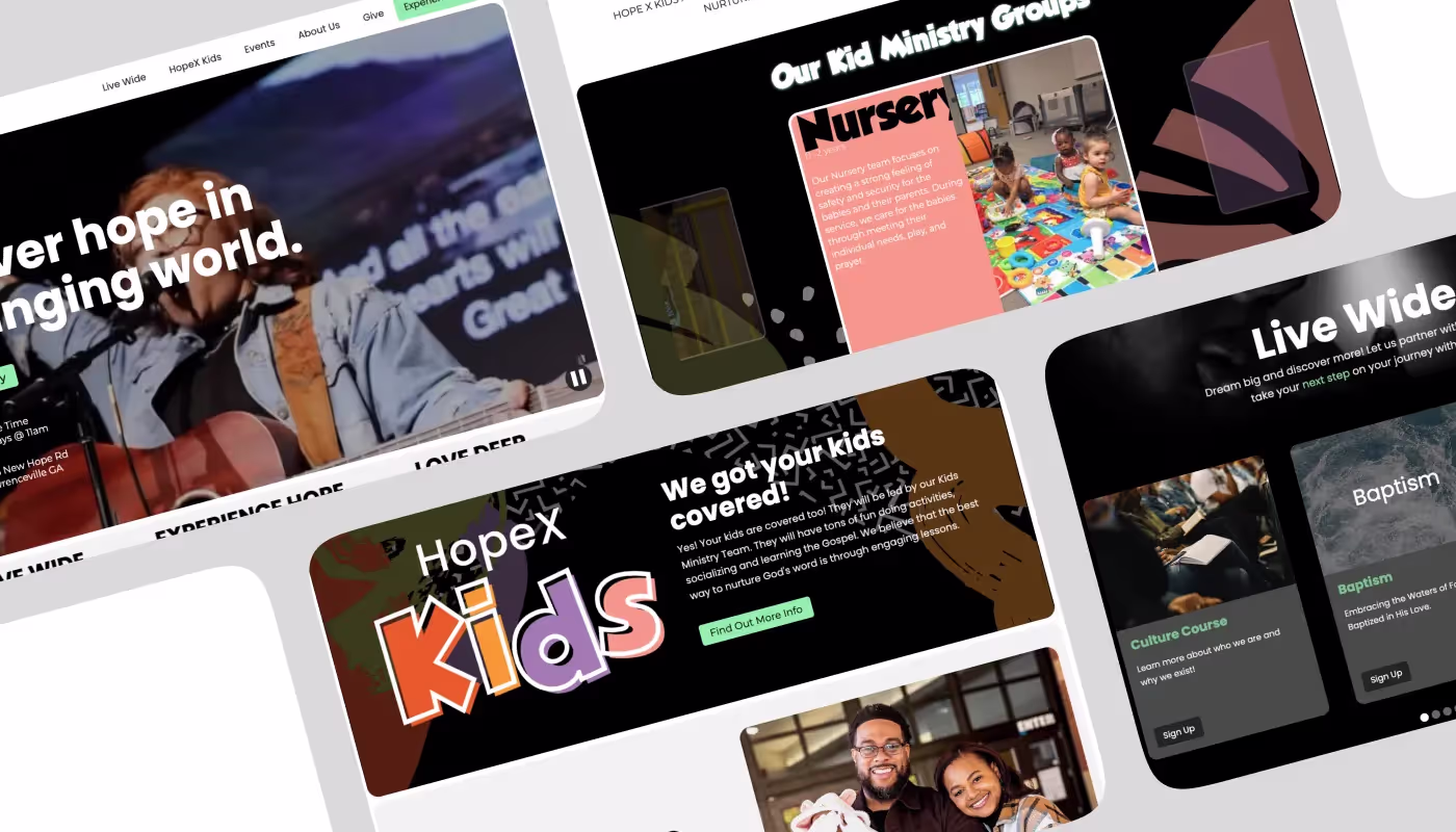 Hope X church website preview