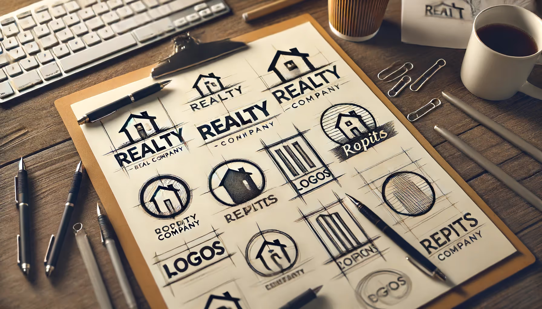 A realty company logo is displayed on a piece of paper.