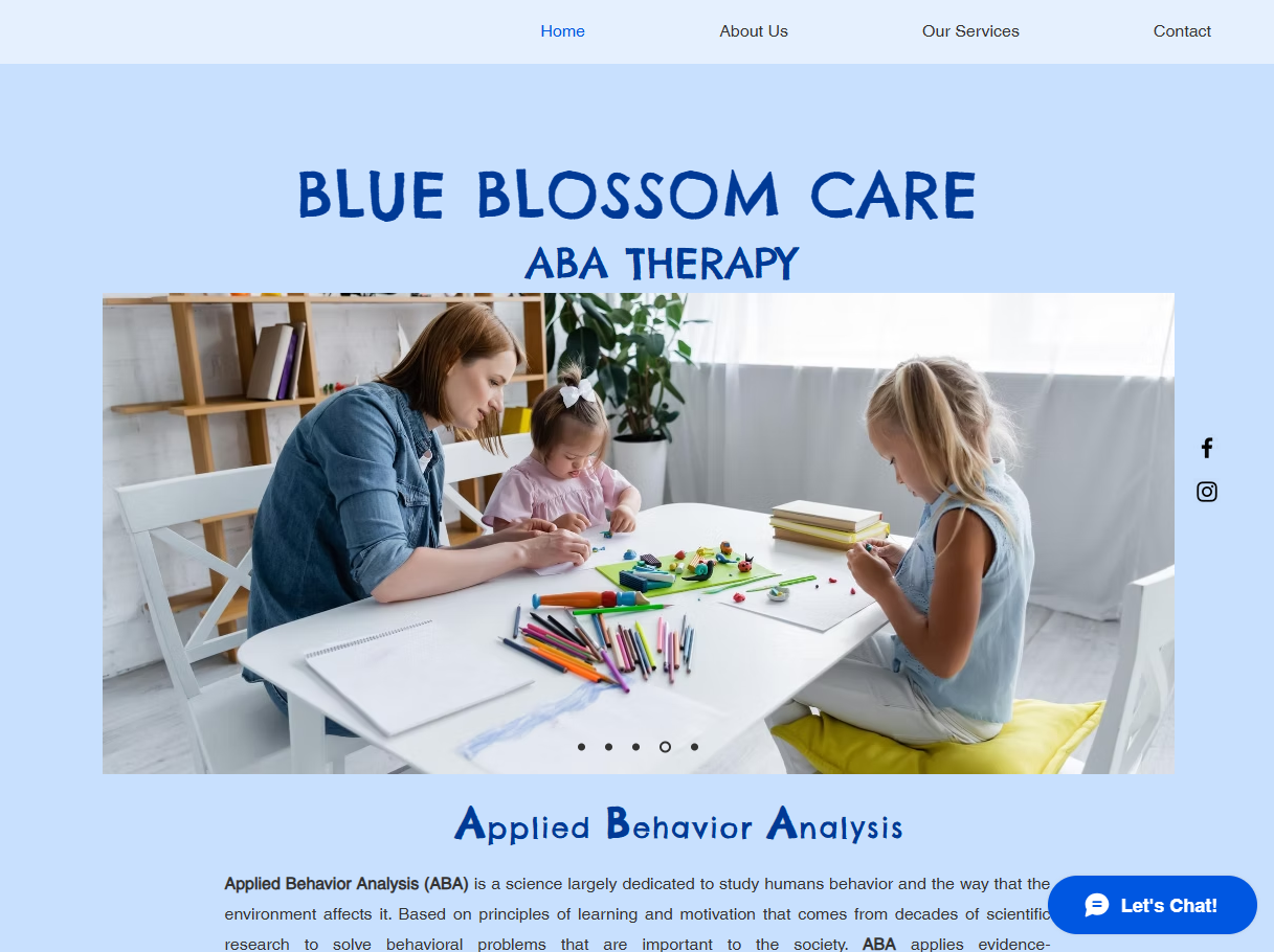 Blue Blossom original old and outdated website.