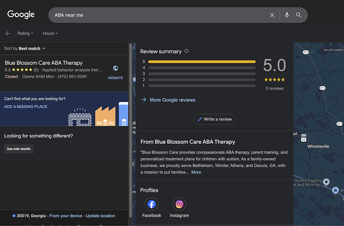 Google Business Profile Screenshot
