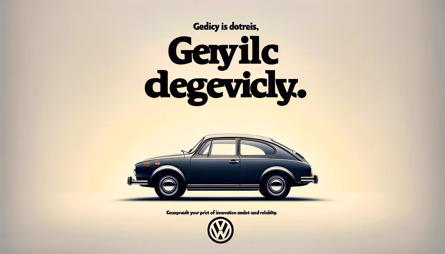 An iconic print ad featuring a Volkswagen car with a catchy slogan