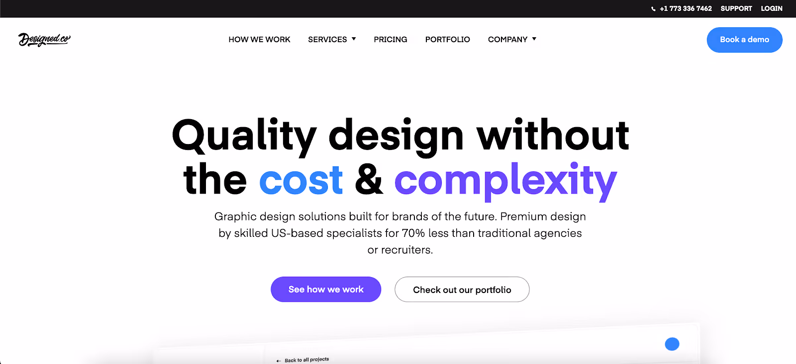 designed.co landing page