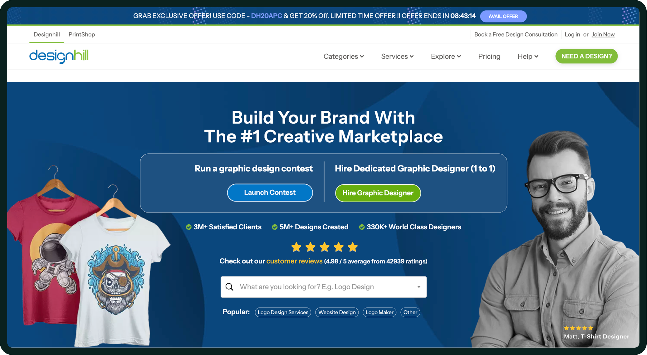 Designhill Homepage