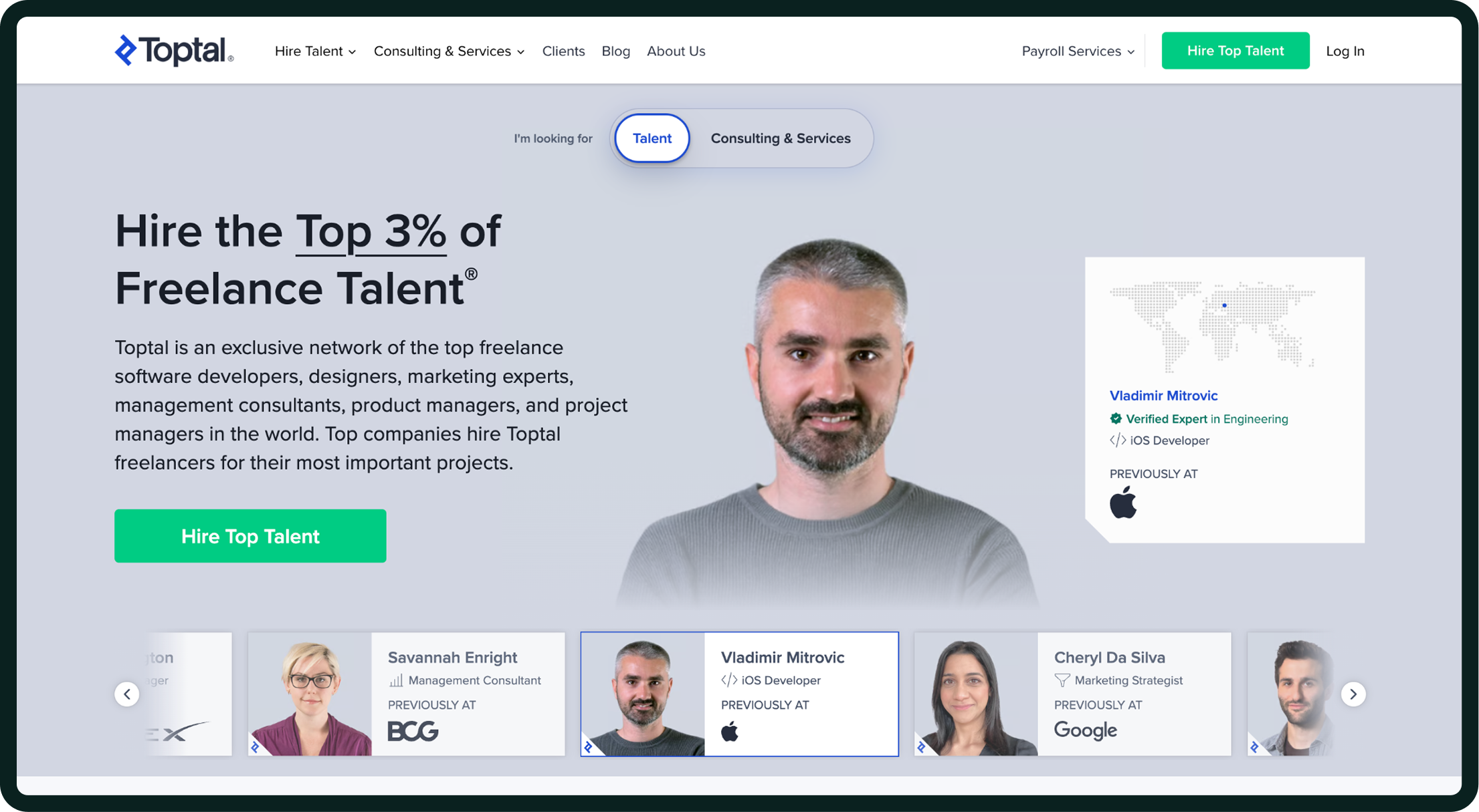 Toptal Homepage
