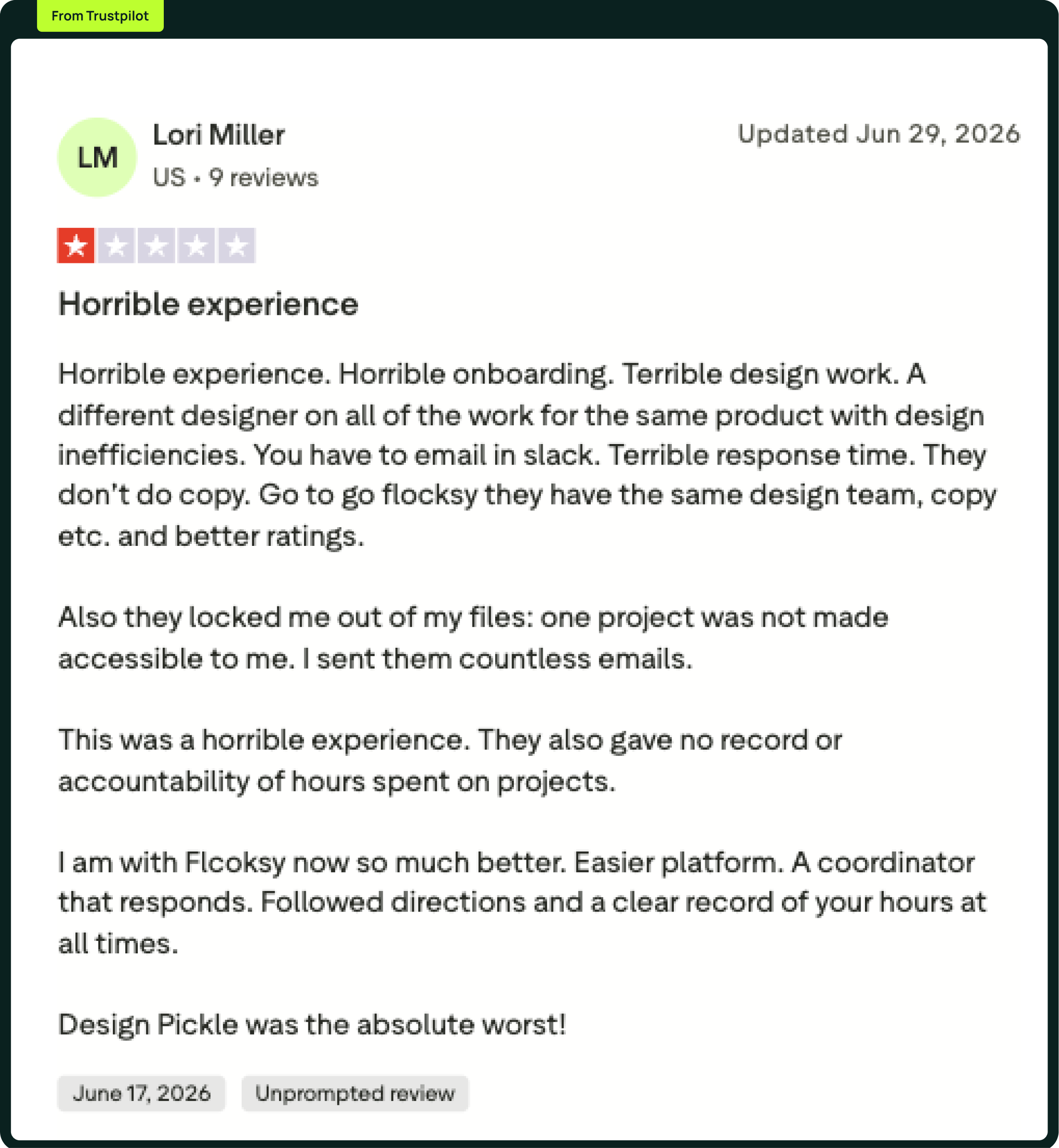 Design Pickle Review from Trustpilot 2