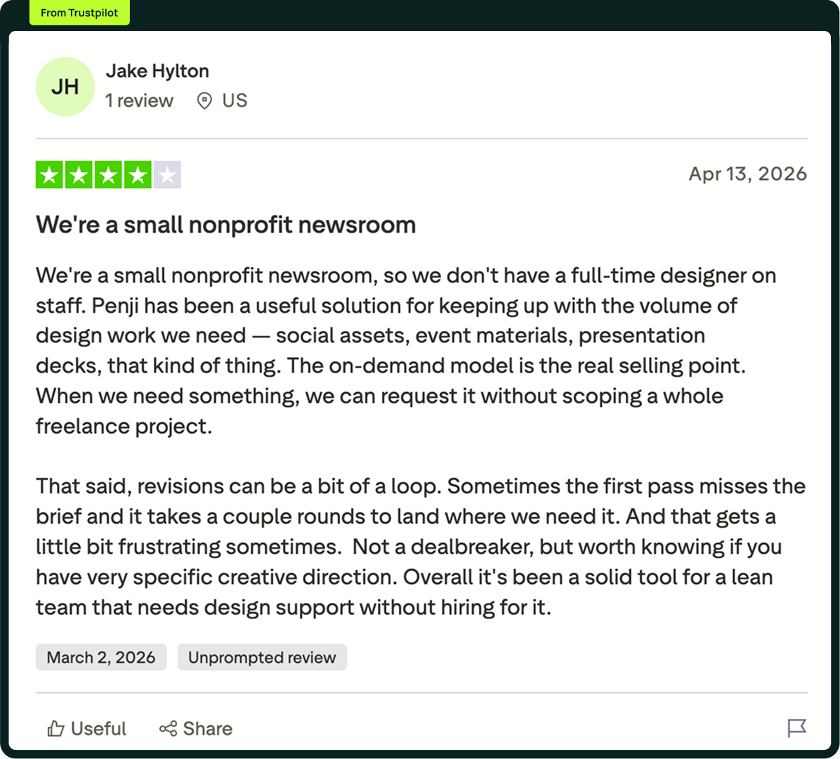 Penji Trustpilot Review