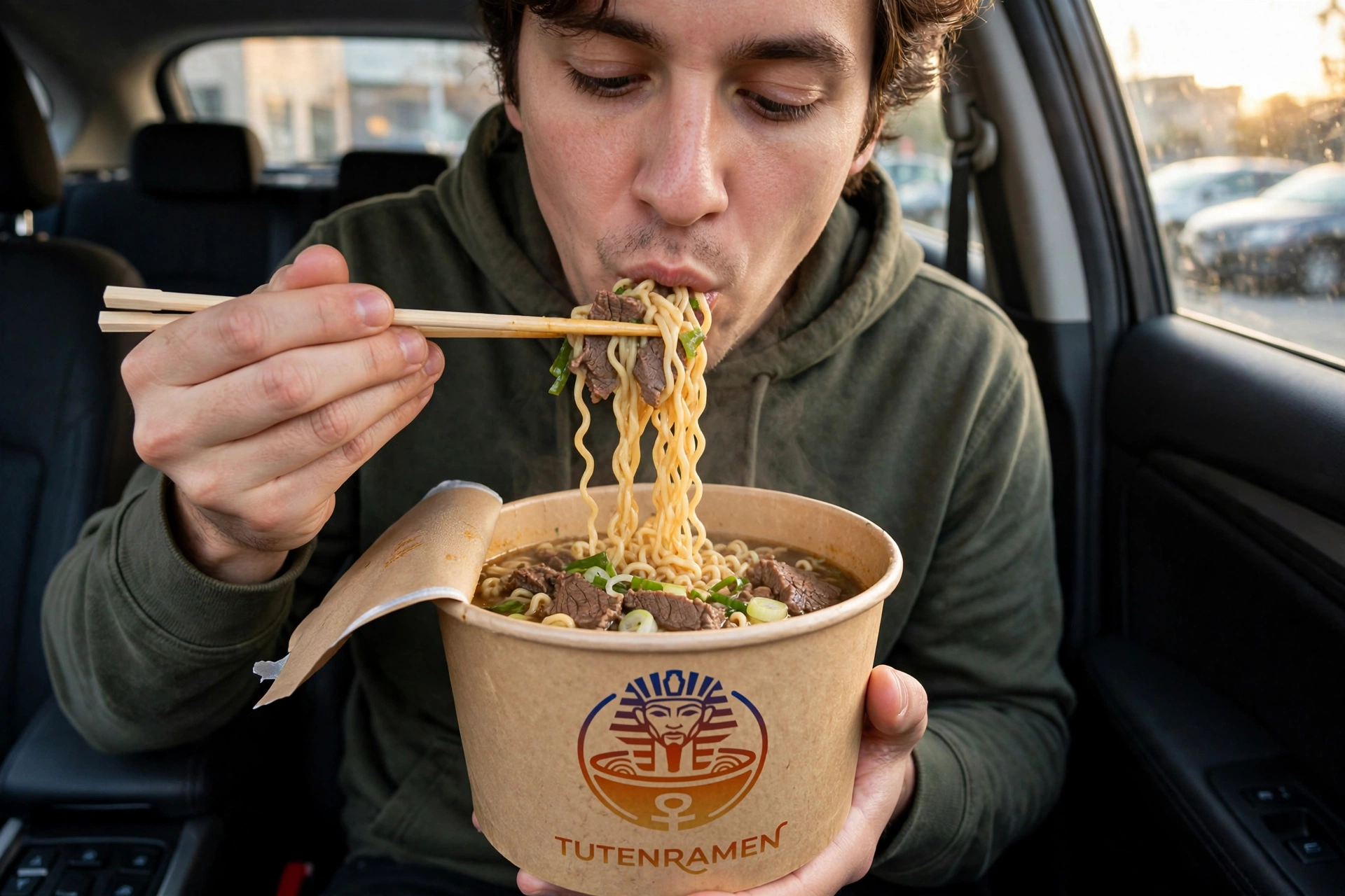 Came for the broth, stayed for the hieroglyphic packaging.