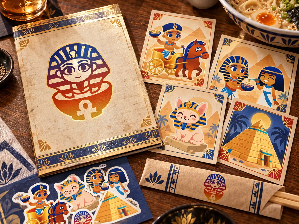 Chibi Anime Tutenramen printed menu and collectible cards