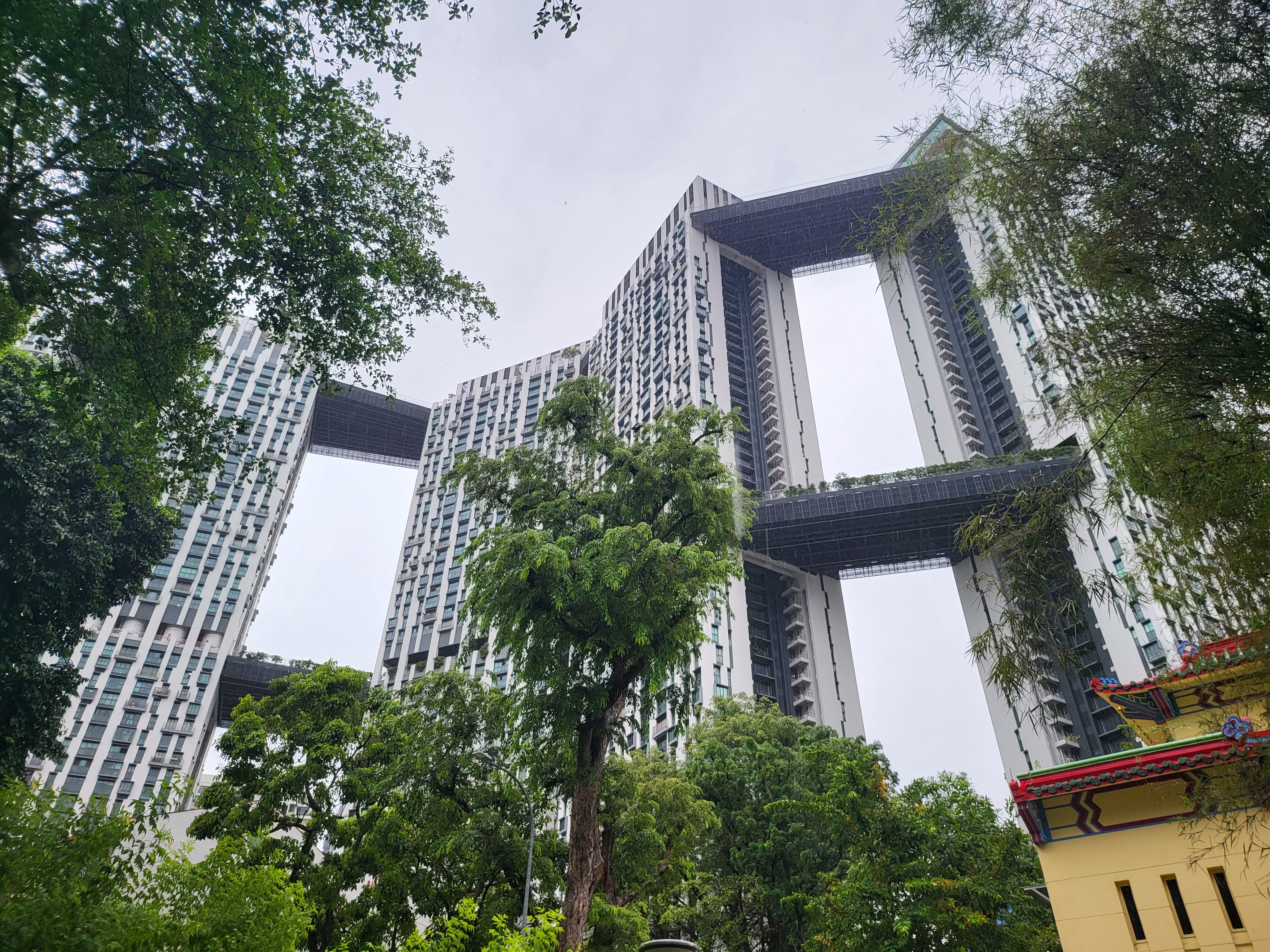 High-rise blocks linked across a large opening