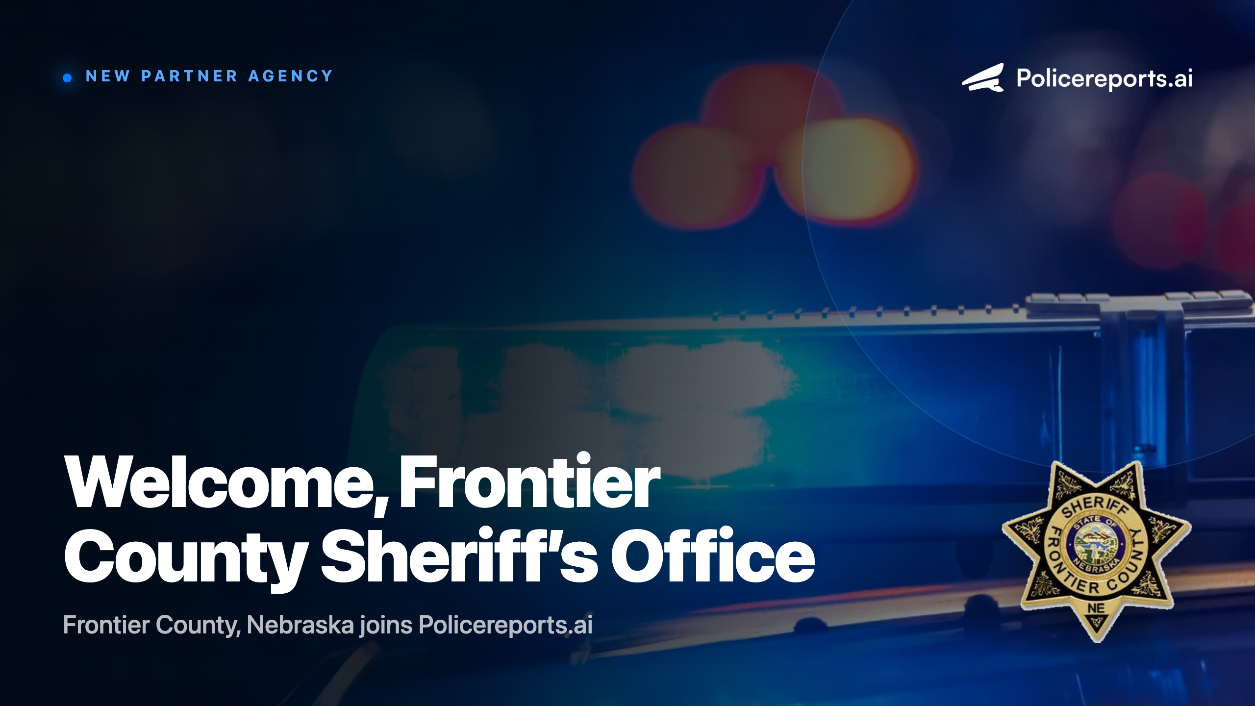 Frontier County Sheriff's Office (NE) Partners with Policereports.ai to Modernize Documentation and Investigative Workflows