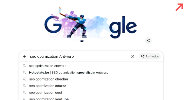 Google-zoekresultaat met Hotpotato als SEO-specialist in Antwerpen