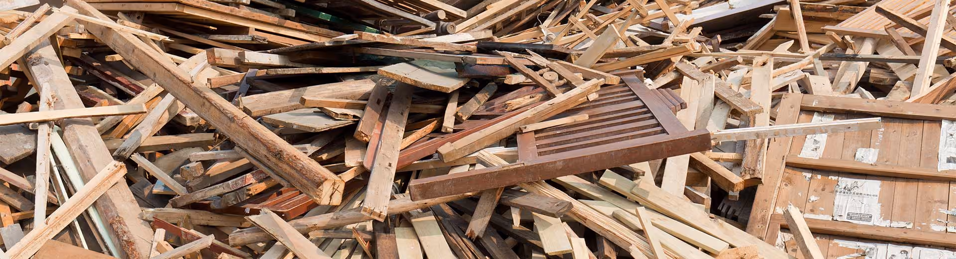 Pile of scrap lumber and wood waste