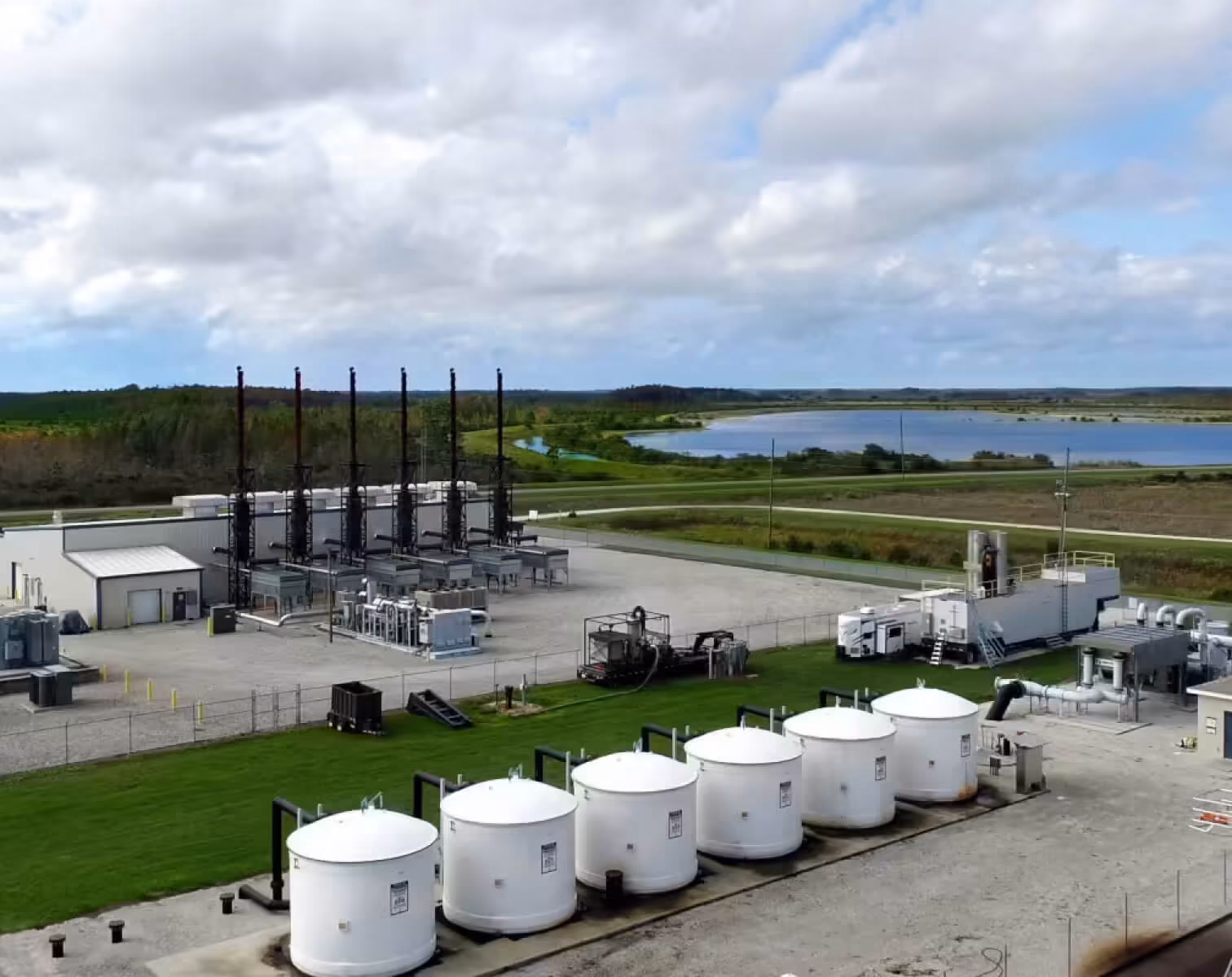 Aerial view of an industrial waste processing facility