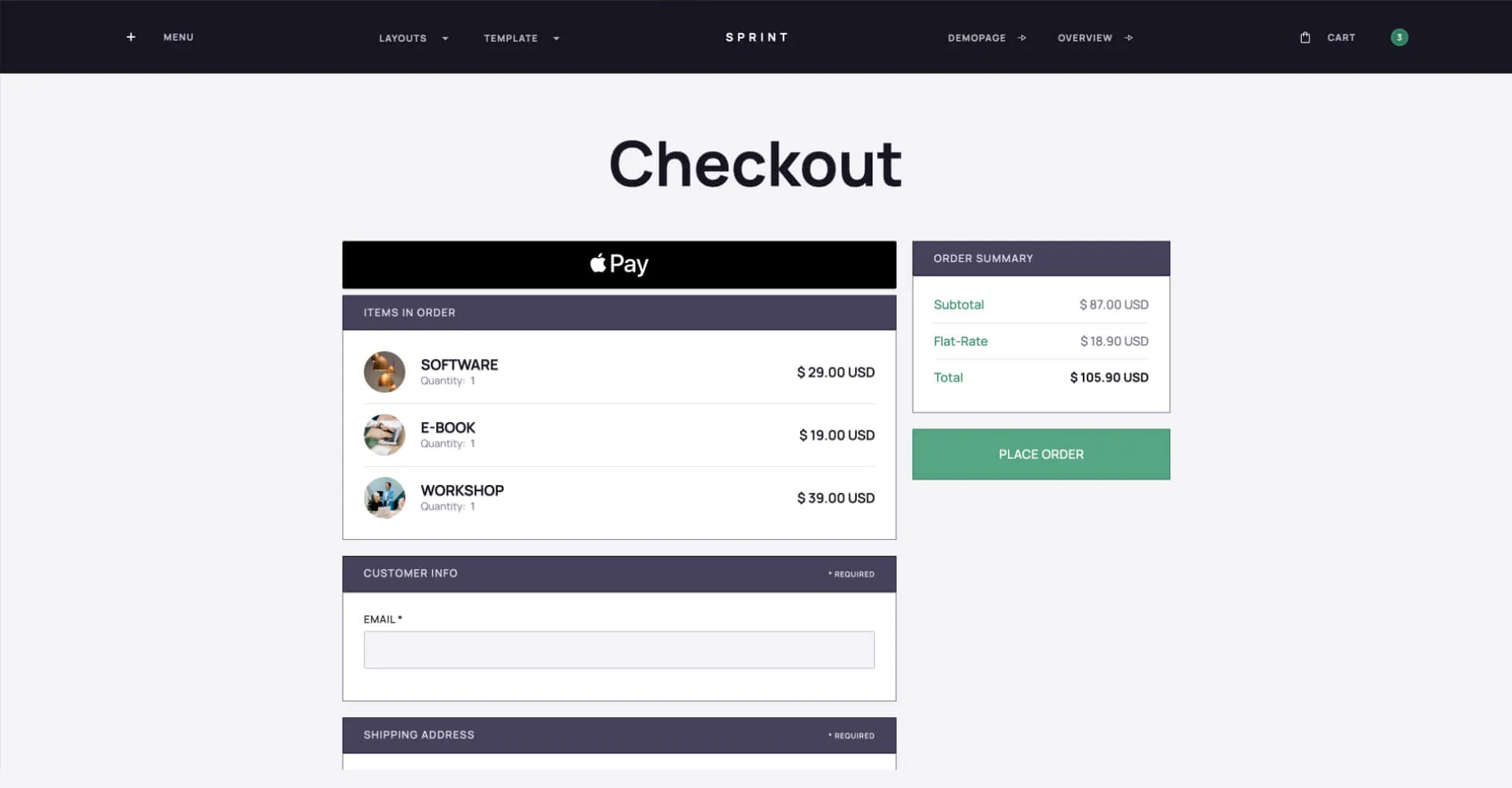 Sprint - UI Kit Webflow template screenshot