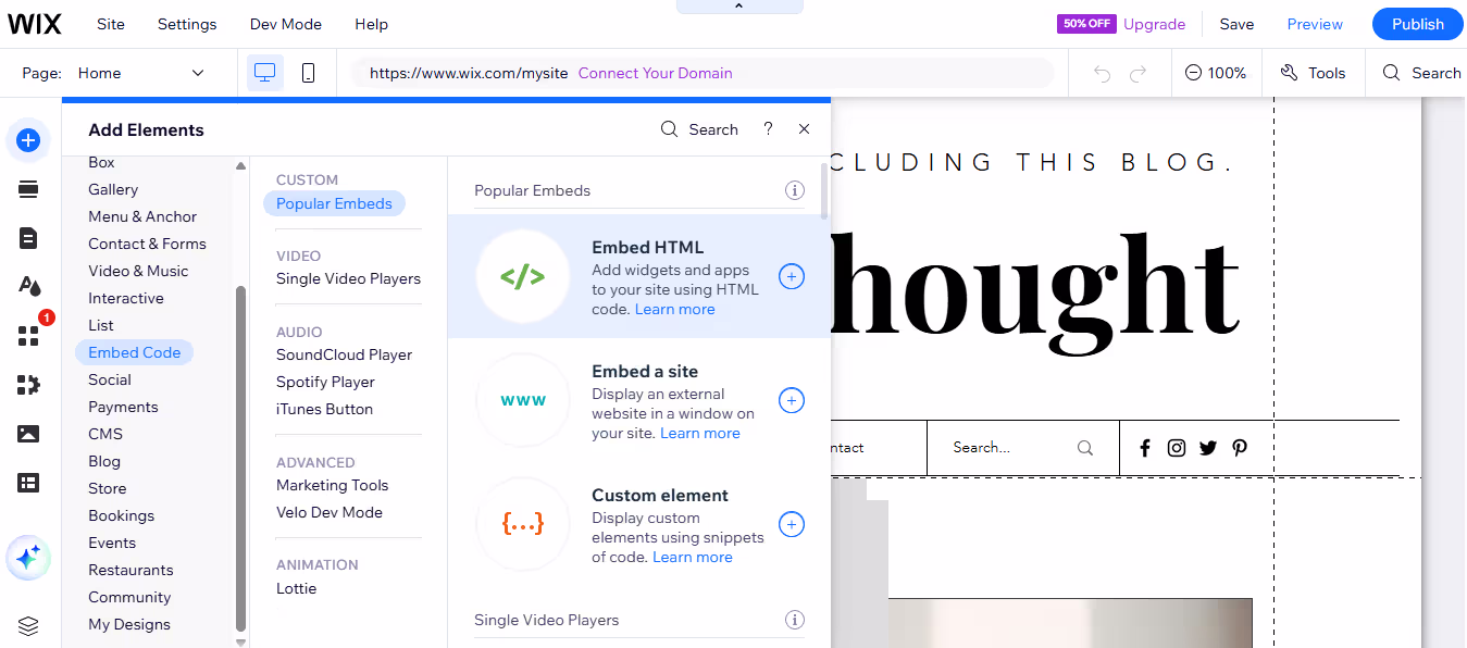  Insert an HTML Embed Block