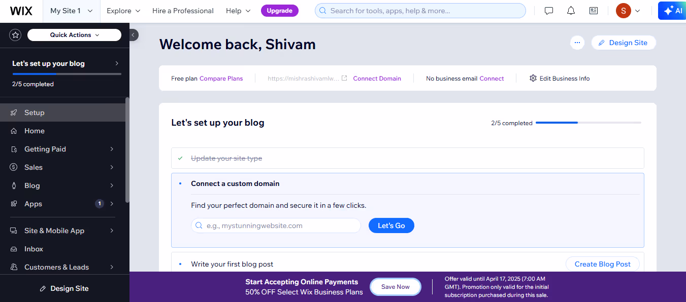 Sogn In to your WIX account