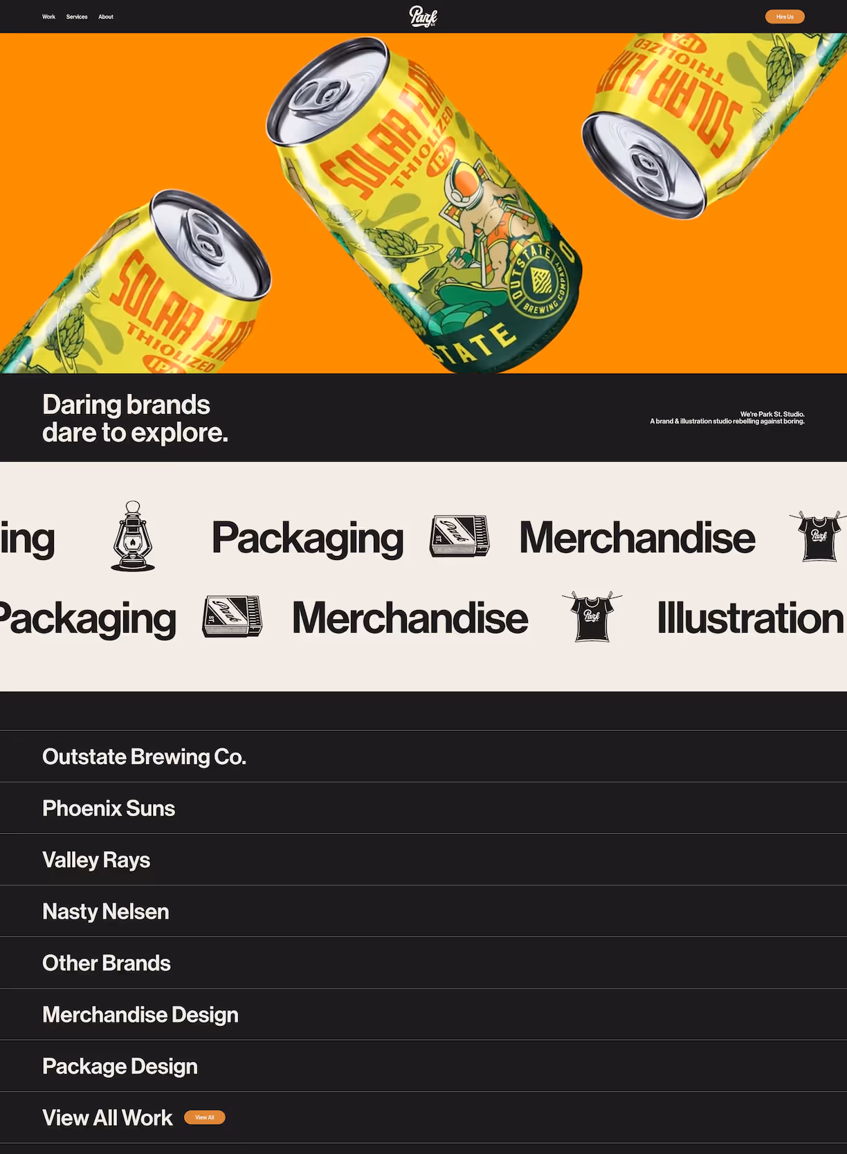 The home page of the Park Street Studio webflow website developed by Claude Atkins