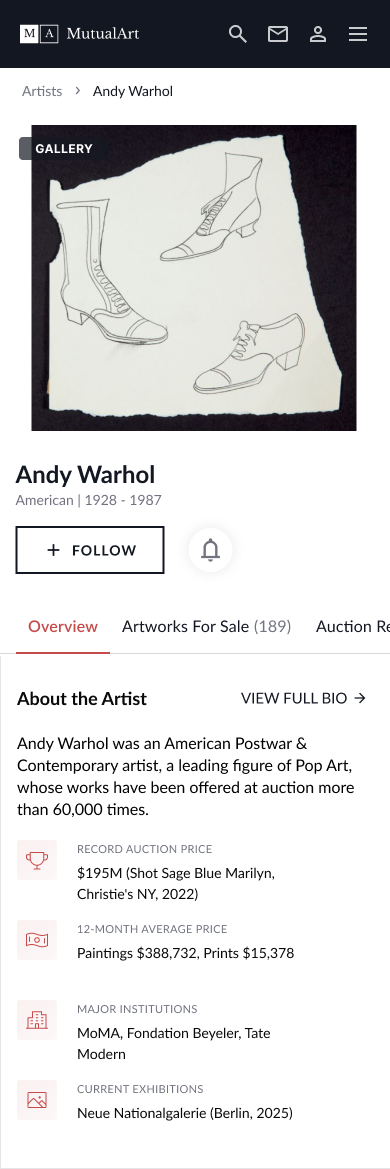 Artist Page Overview Tab mobile