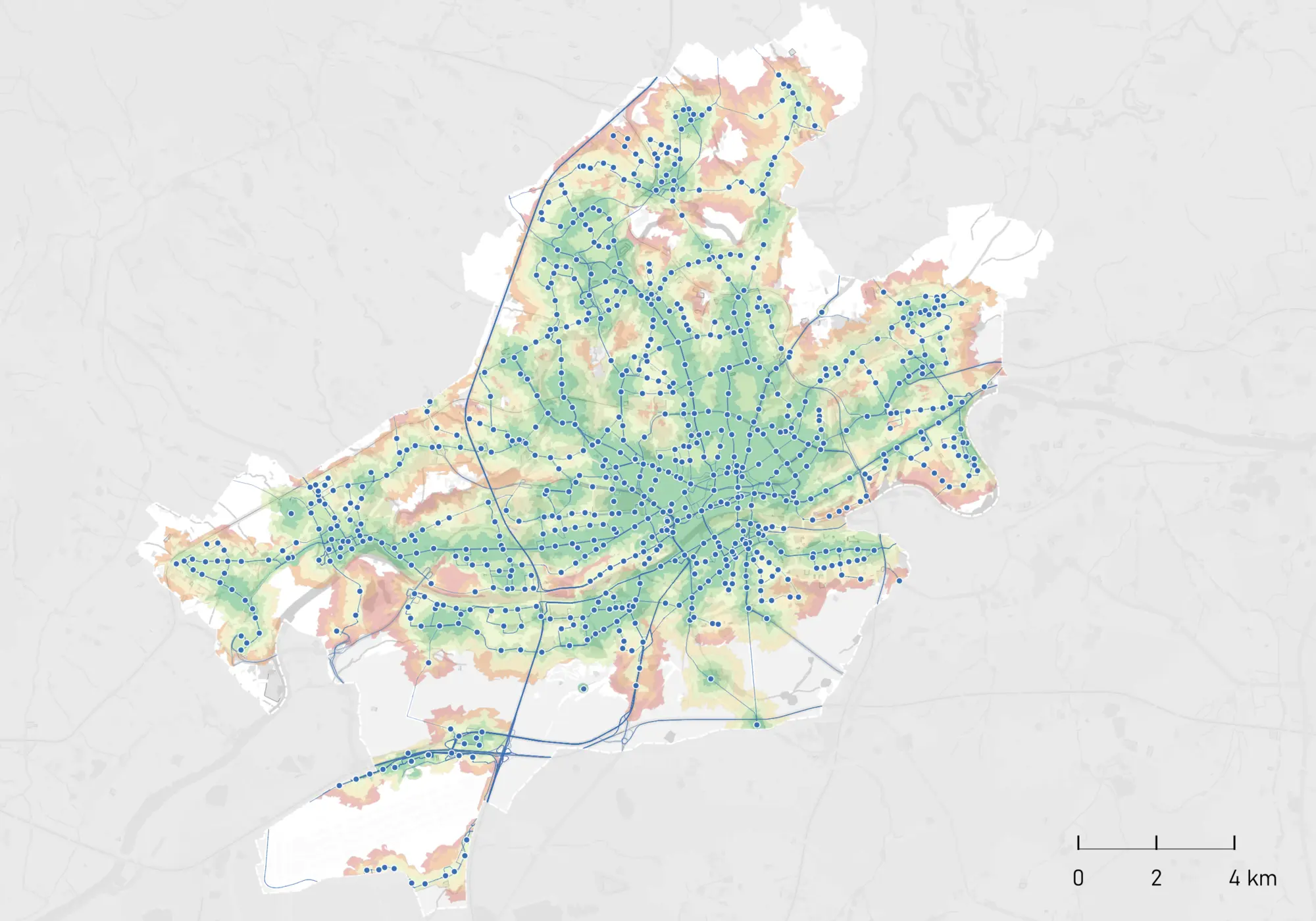 Map of walkability index