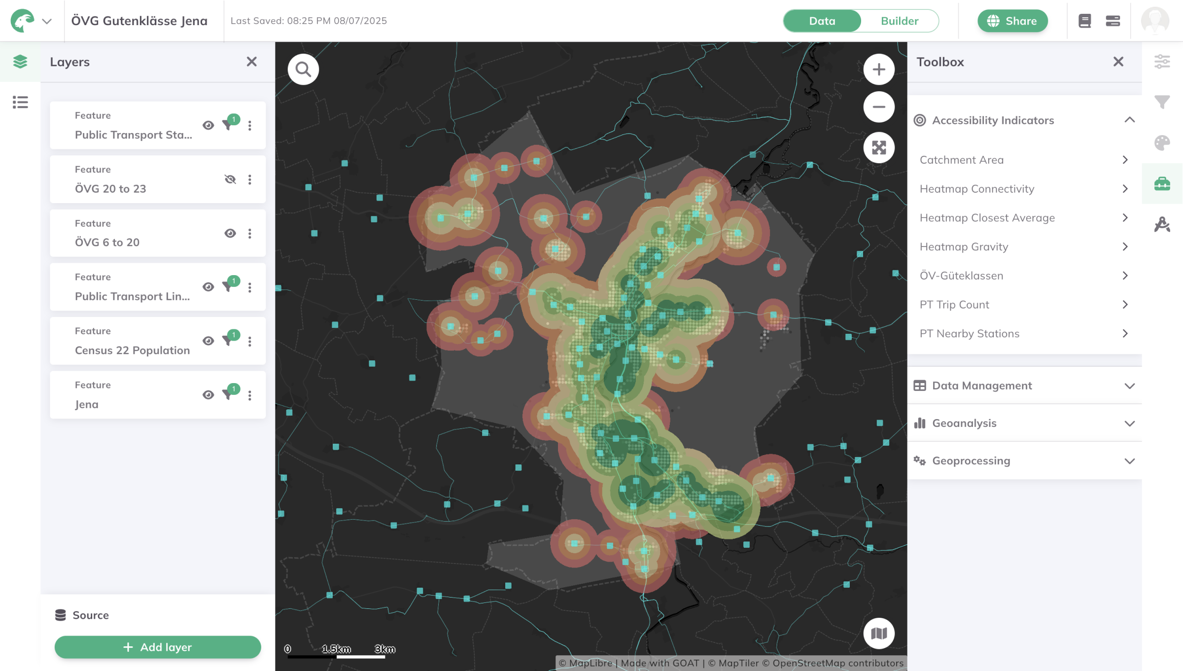 Map of walkability index