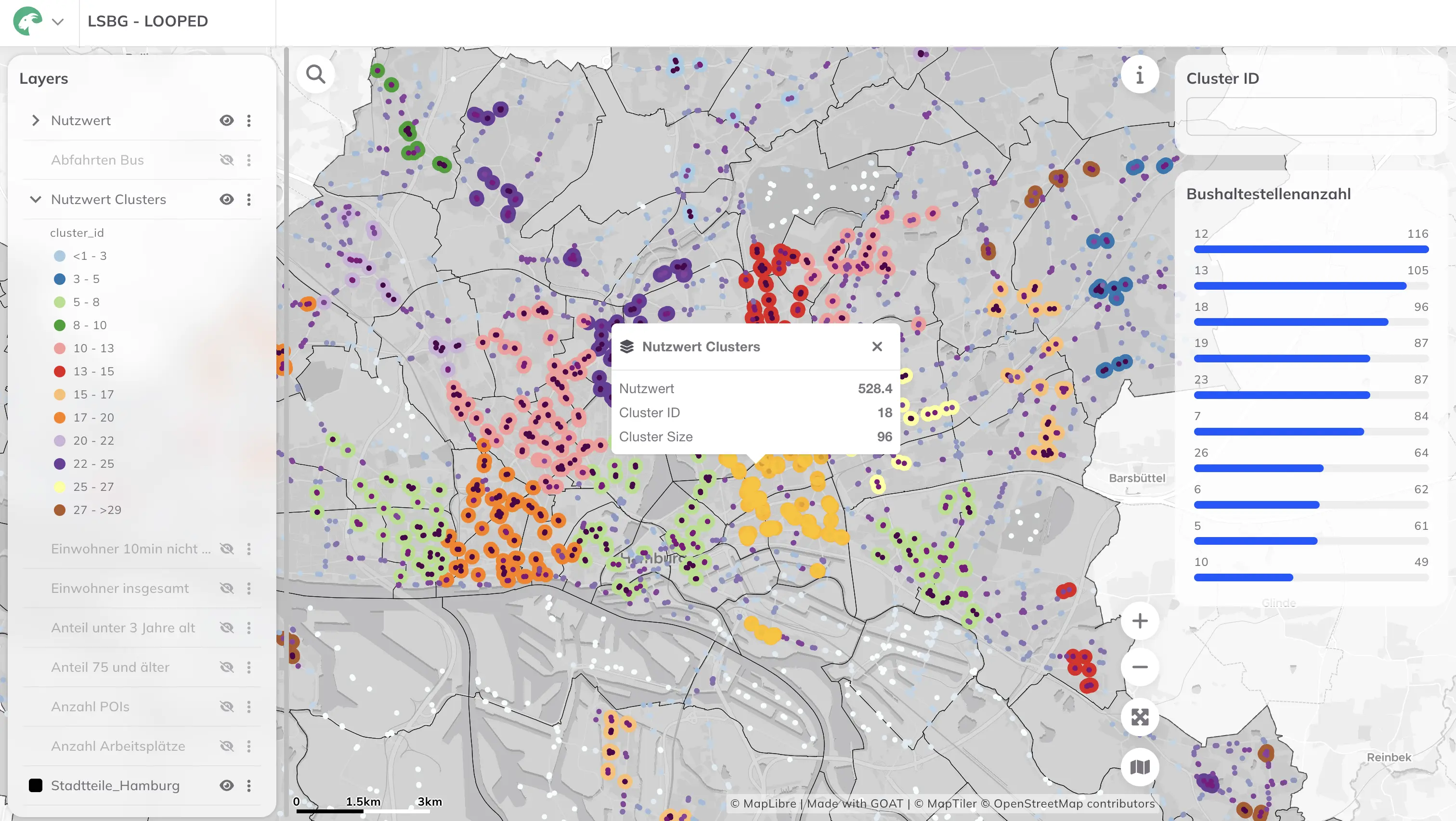 Location Analysis for Bus Stops in Hamburg with WebGIS GOAT