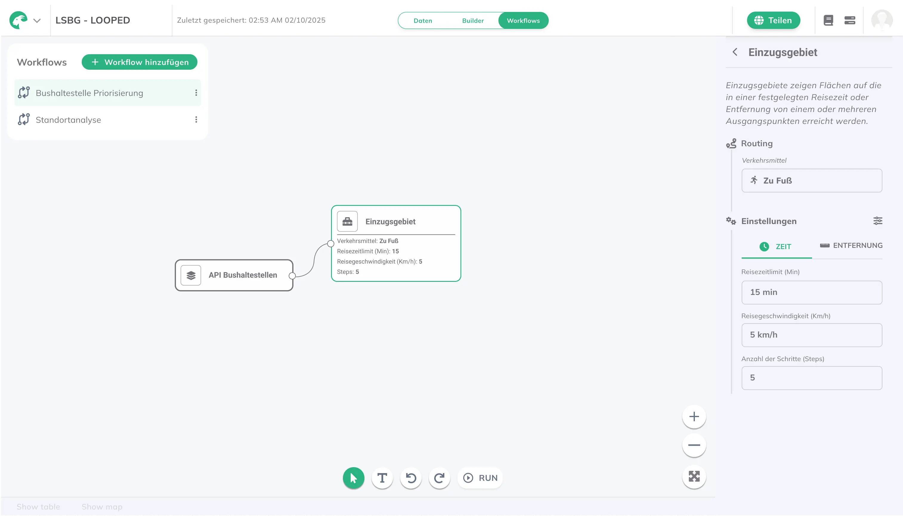 Map of walkability index