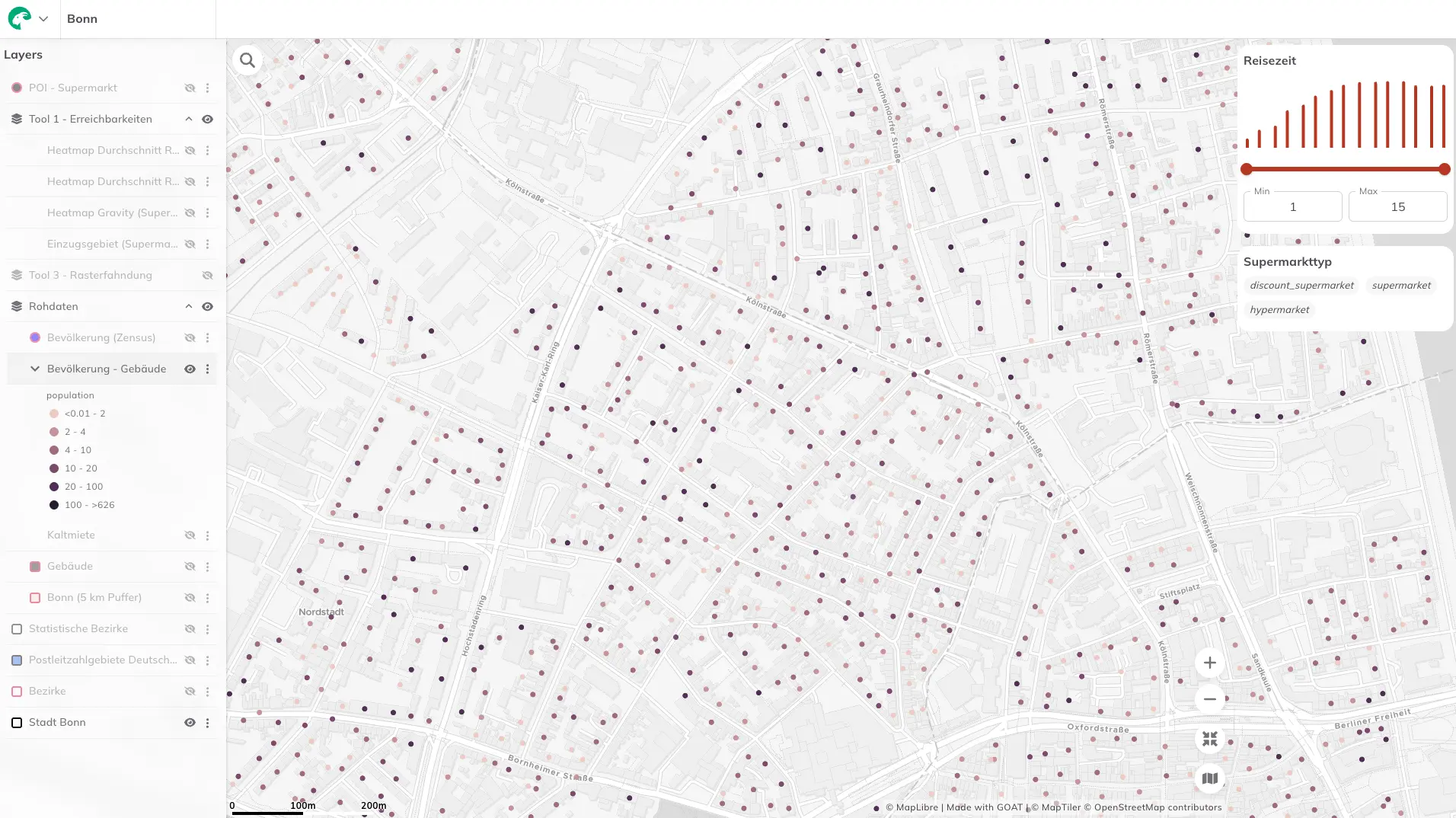 Map of walkability index