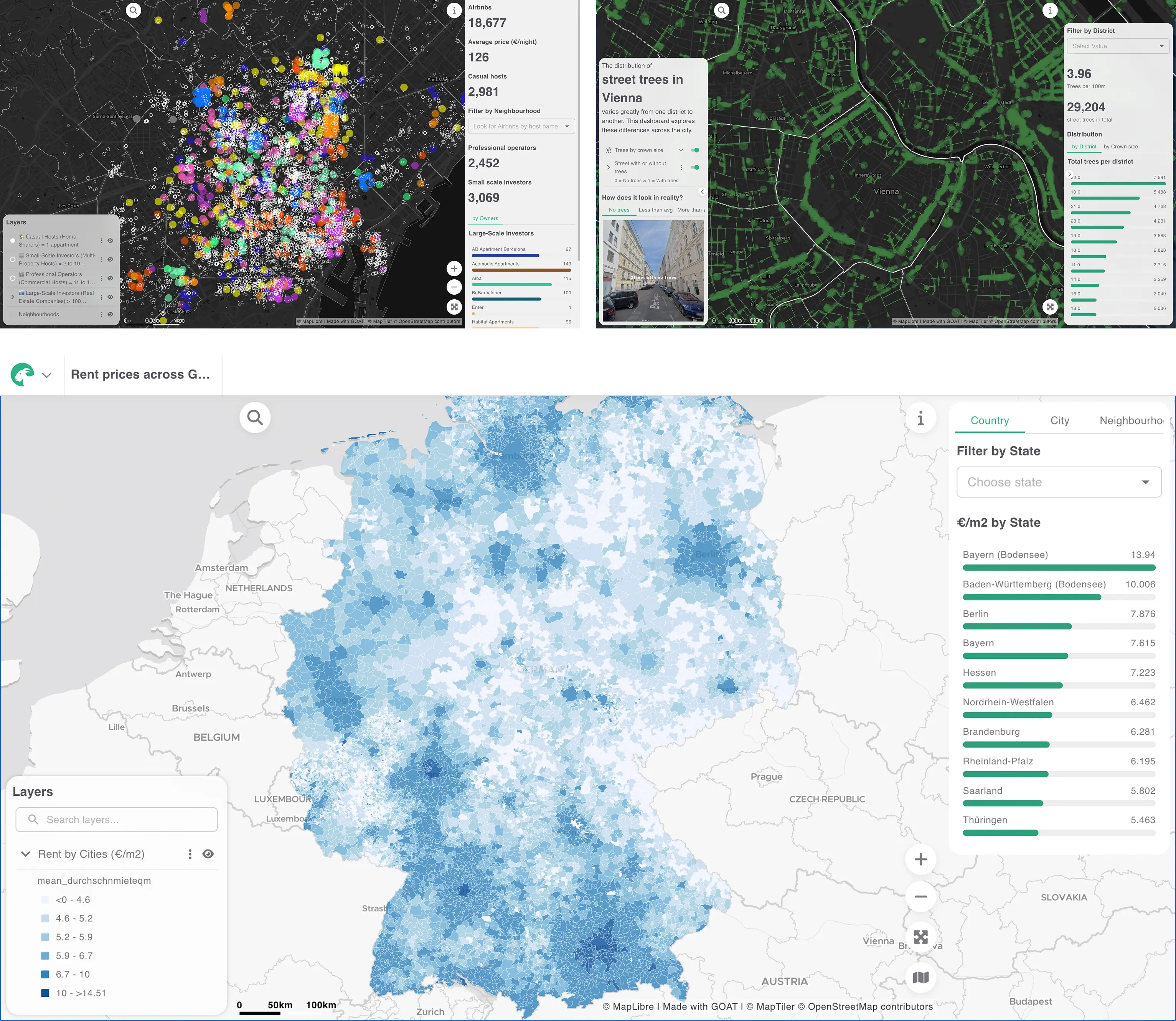 Examples for map-based dashboards