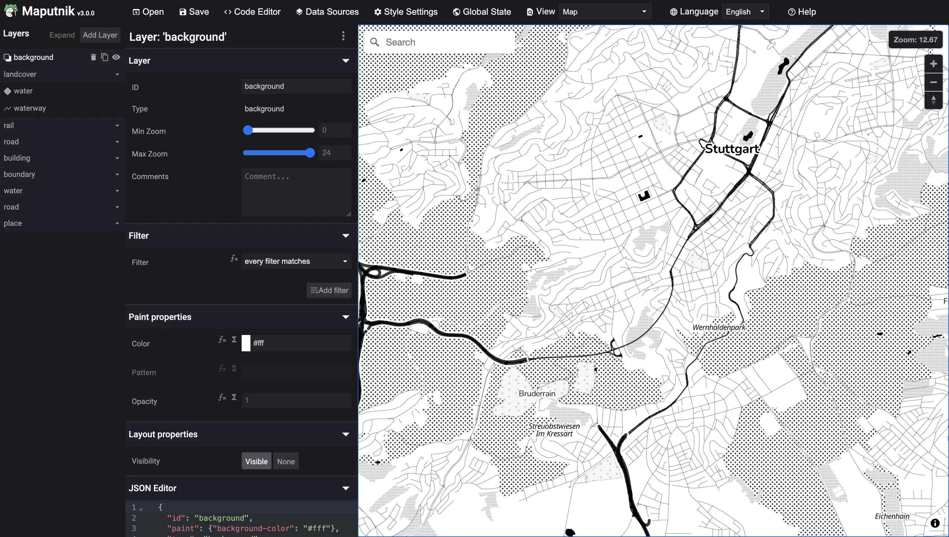 Maputnik browser-based basemap style editor interface